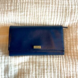 Navy blue Late Spade tri-fold wallet
